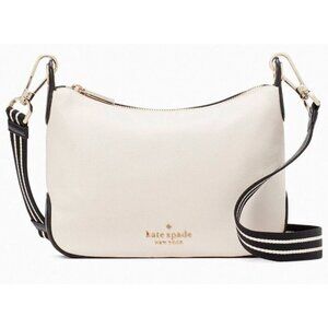 S Kate Spade Rosie Crossbody Ivory White Black Pebbled Leather KA687 NWT $349